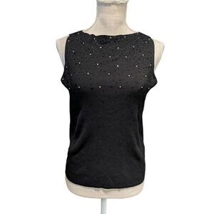 Joseph A. Sweater Tank Women’s Large Silk Blend Crystal and Bead Embroidered